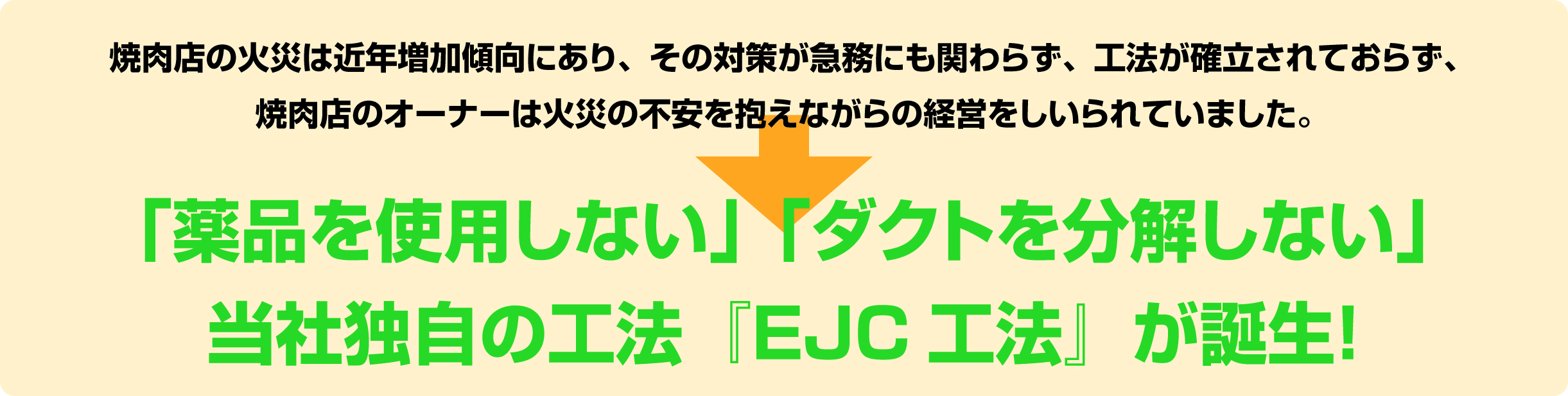 「薬品を使用しない」「ダクトを分解しない」、当社独自の工法「EJC工法」が誕生！